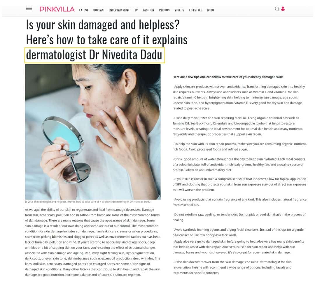 Is your skin damaged and helpless? Here’s how to take care of it explains dermatologist Dr. Nivedita Dadu